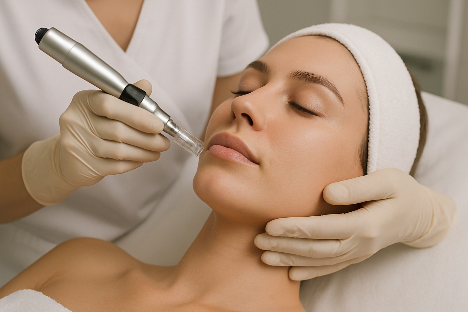 Microneedling procedure to stimulate skin regeneration