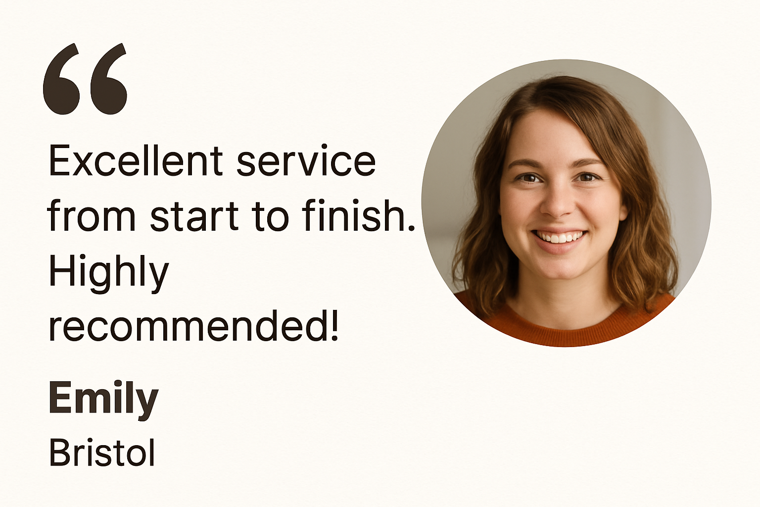 Client testimonial from Emily, Bristol