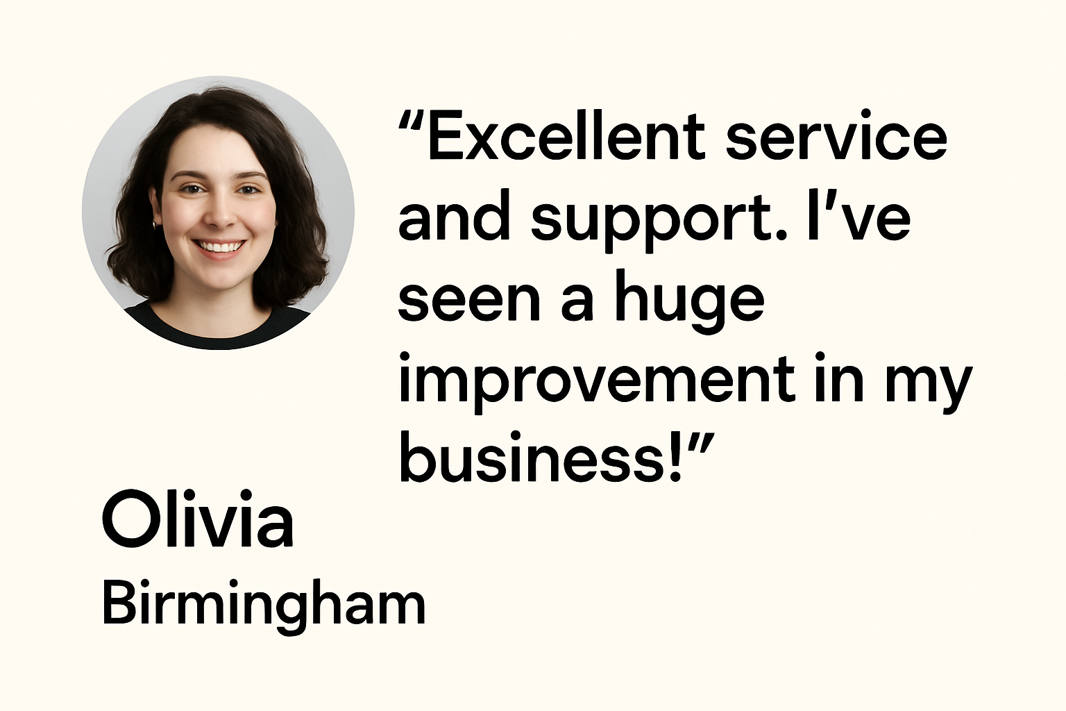 Client testimonial from Olivia, Birmingham