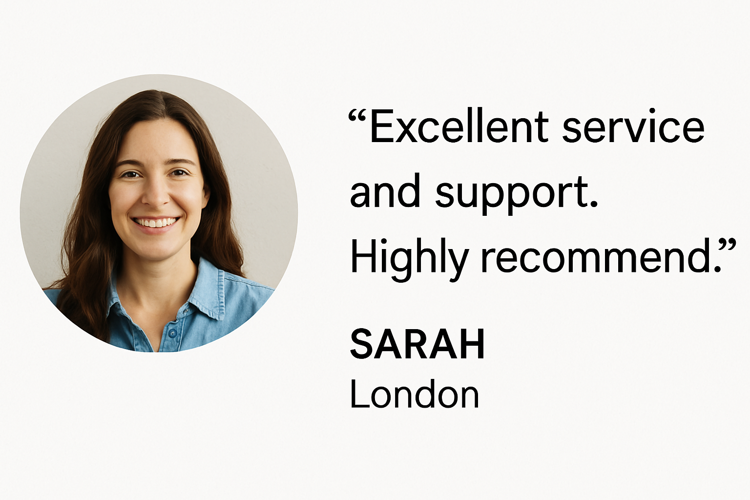 Client testimonial from Sarah, London